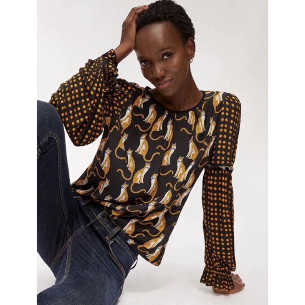 Anthropologie Bl-nk Brienz Leopard Top size L - some light wear